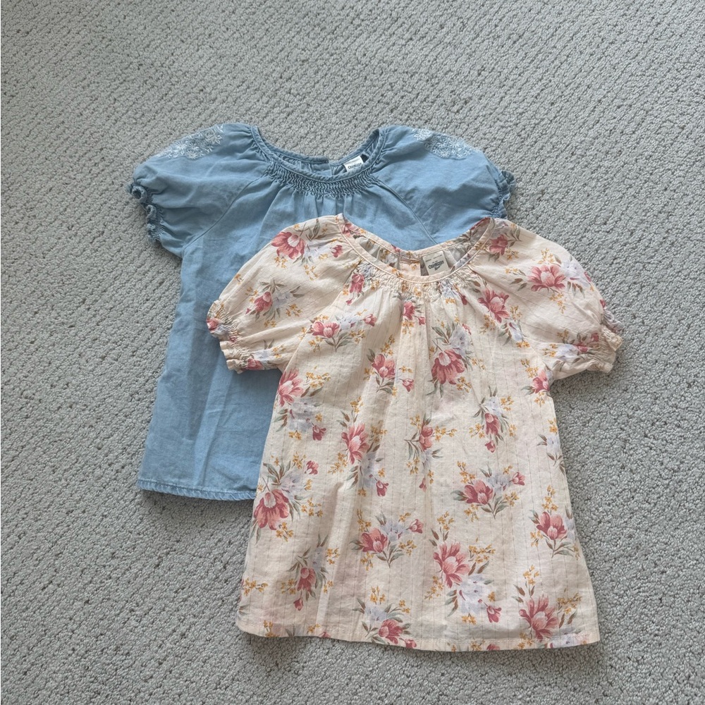OshKosh Floral and Blue Puff Sleeve Tops